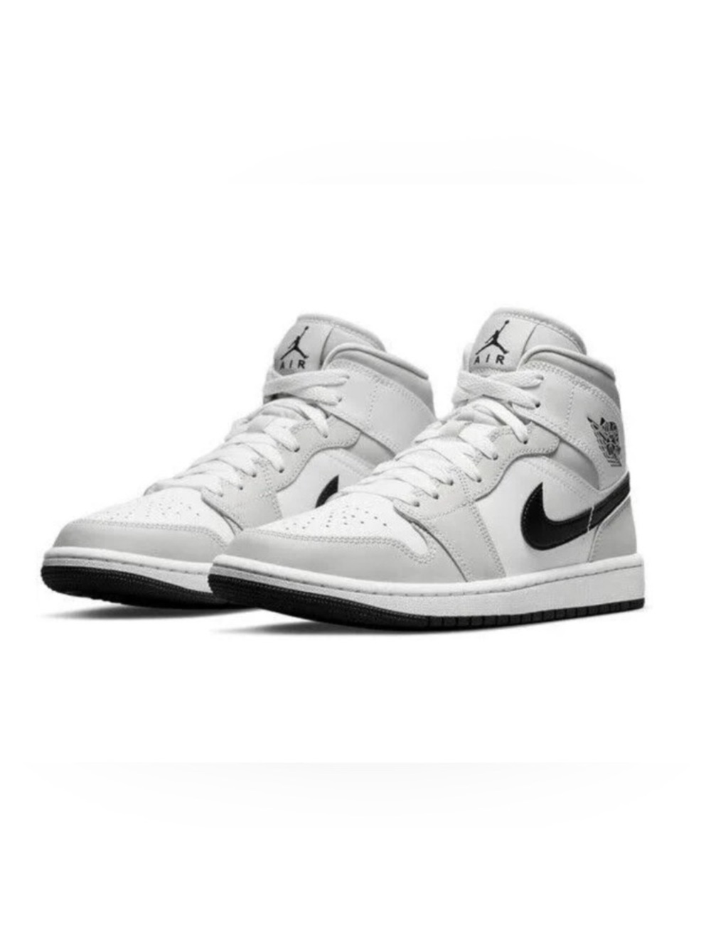 Nike White and Black Mid-Top Basketball Sneakers